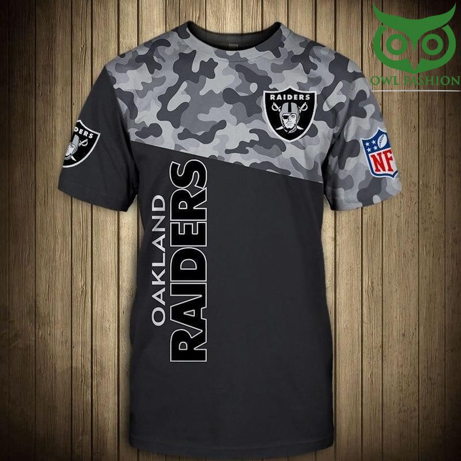 NFL Oakland Raiders camo style logo Regular Mens Short Sleeve T-Shirt