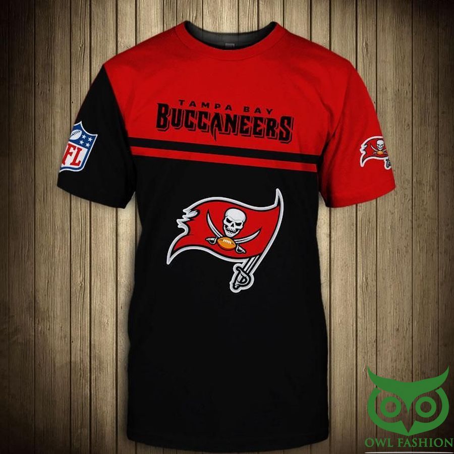 Tampa Bay Buccaneers NFL Bright Red and Black 3D T-shirt