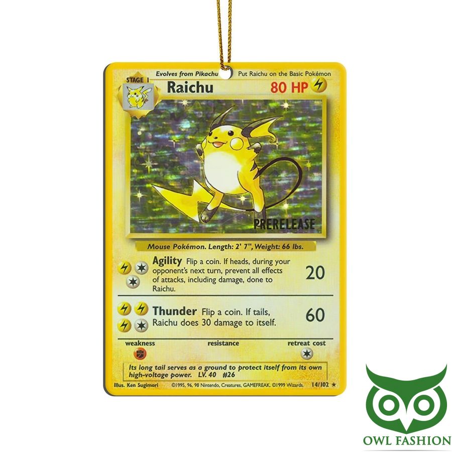 3D Pokemon Prerelease Raichu Rare Card Custom Plastic Ornament