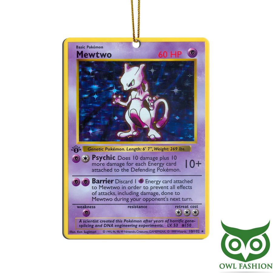 3D Pokemon Prerelease Mewto Rare Card Custom Plastic Ornament