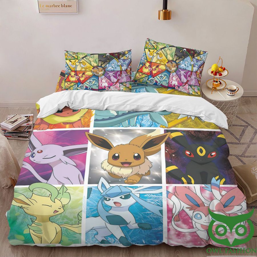 Anime Pokemon Eevee Evolution Custom Bedding Set