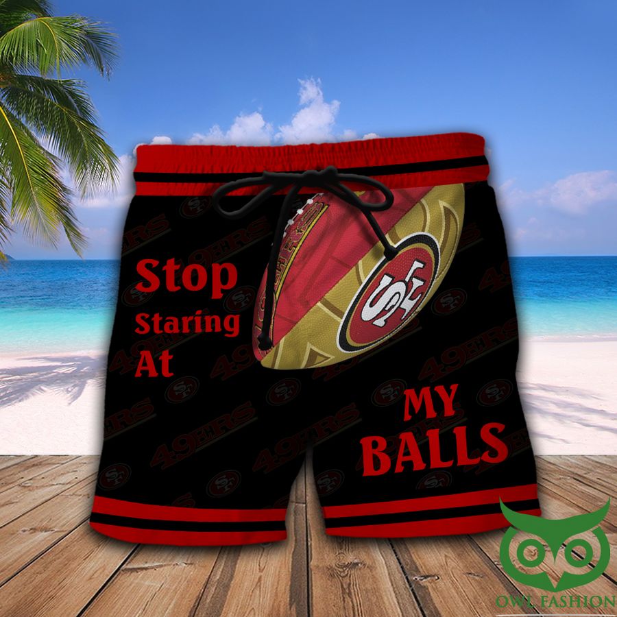 NFL San Francisco 49ers Stop Staring At My Balls Men Orange Red Short
