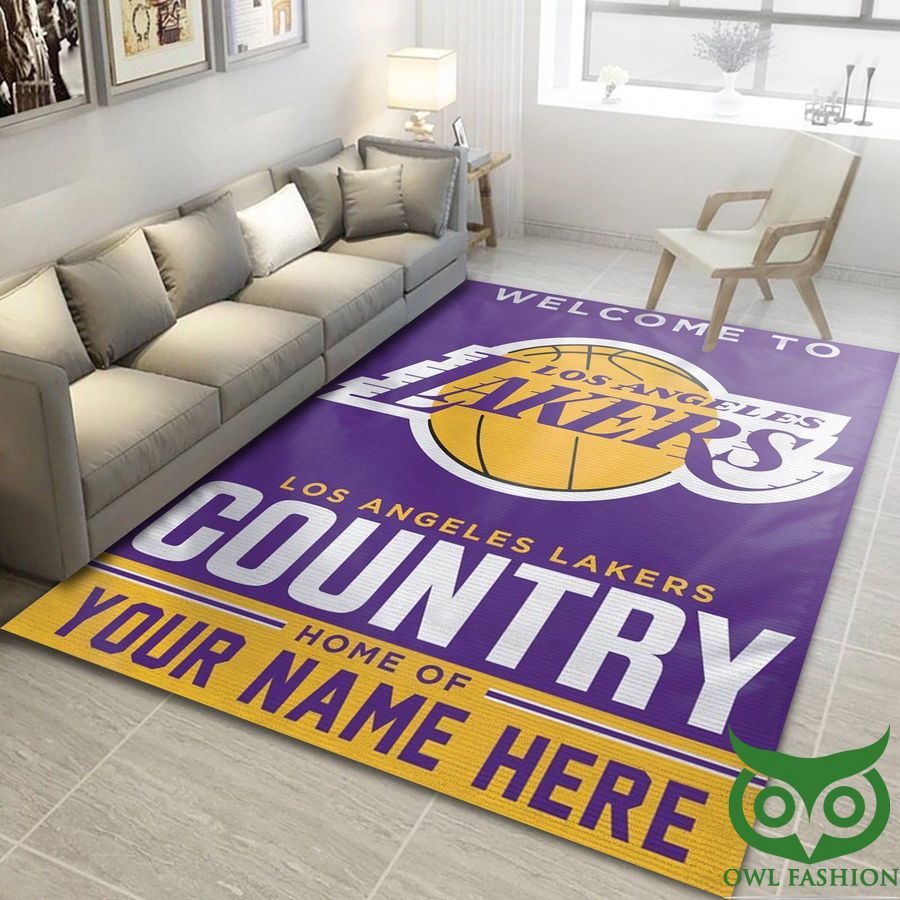 Customized La Lakers NBA Team Logo Purple and Yellow Carpet Rug