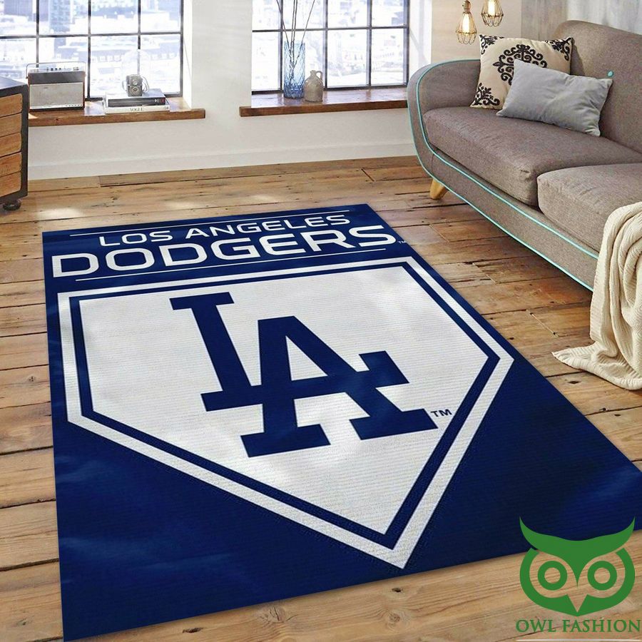 MLB Team Logo Los Angeles Angels Baseball Dark Blue and Gray Carpet Rug