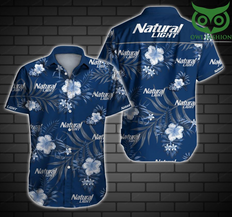 Natural Light beer Hawaiian shirt short sleeve summer wear