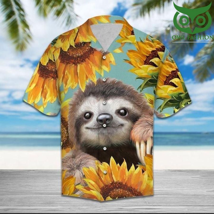 Sunflower and sloth Hawaiian Shirt 