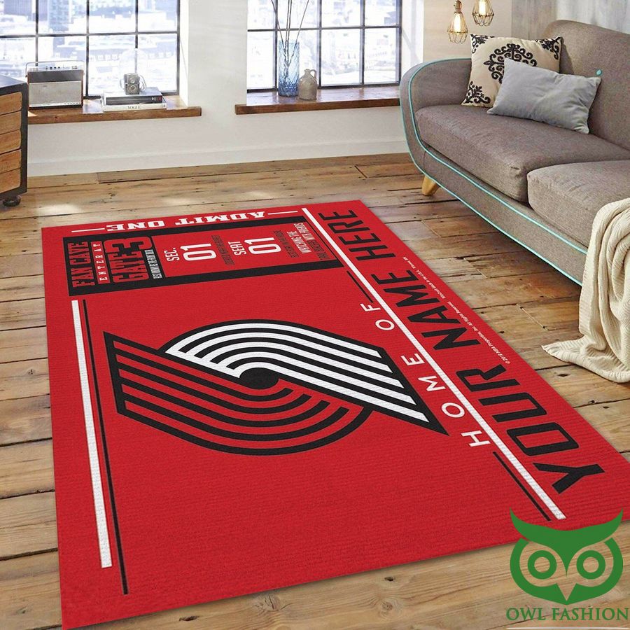 Customized Portland Trail Blazers NBA Team Logo Wincrafts Red and Black Carpet Rug