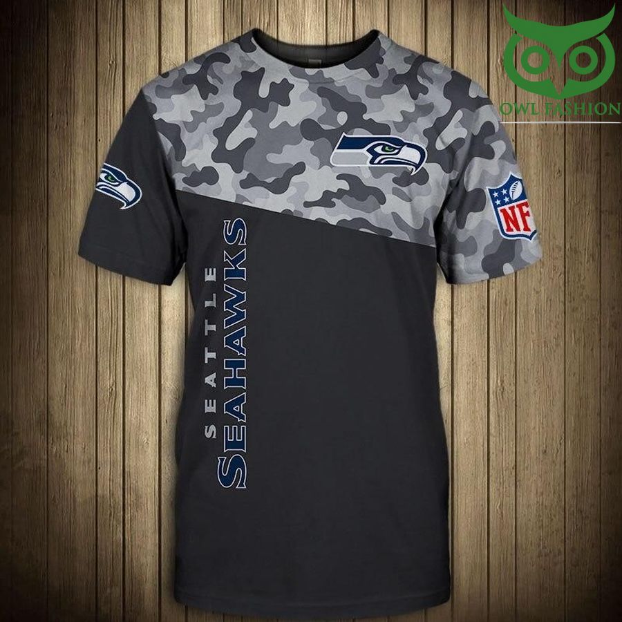 NFL Seattle Seahawks camo style logo Regular Mens Short Sleeve T-Shirt