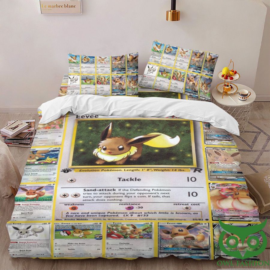 Anime Pokemon Eevee Cards Custom Bedding Set