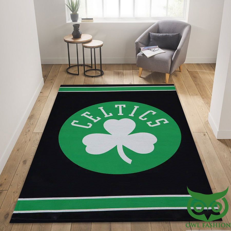 Boston Celtics NBA Team Logo Leave Black and Green Carpet Rug