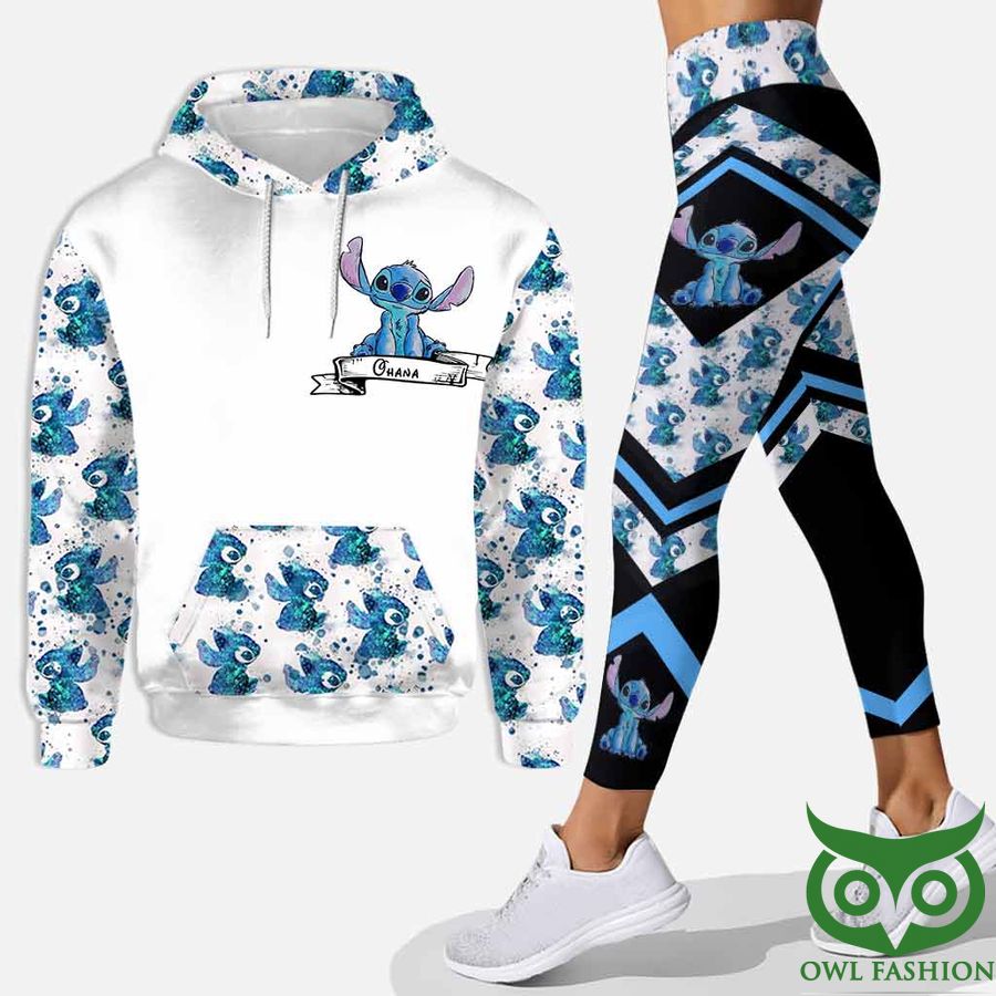 Customized Stitch White with Multiple Characters Hoodie and Leggings