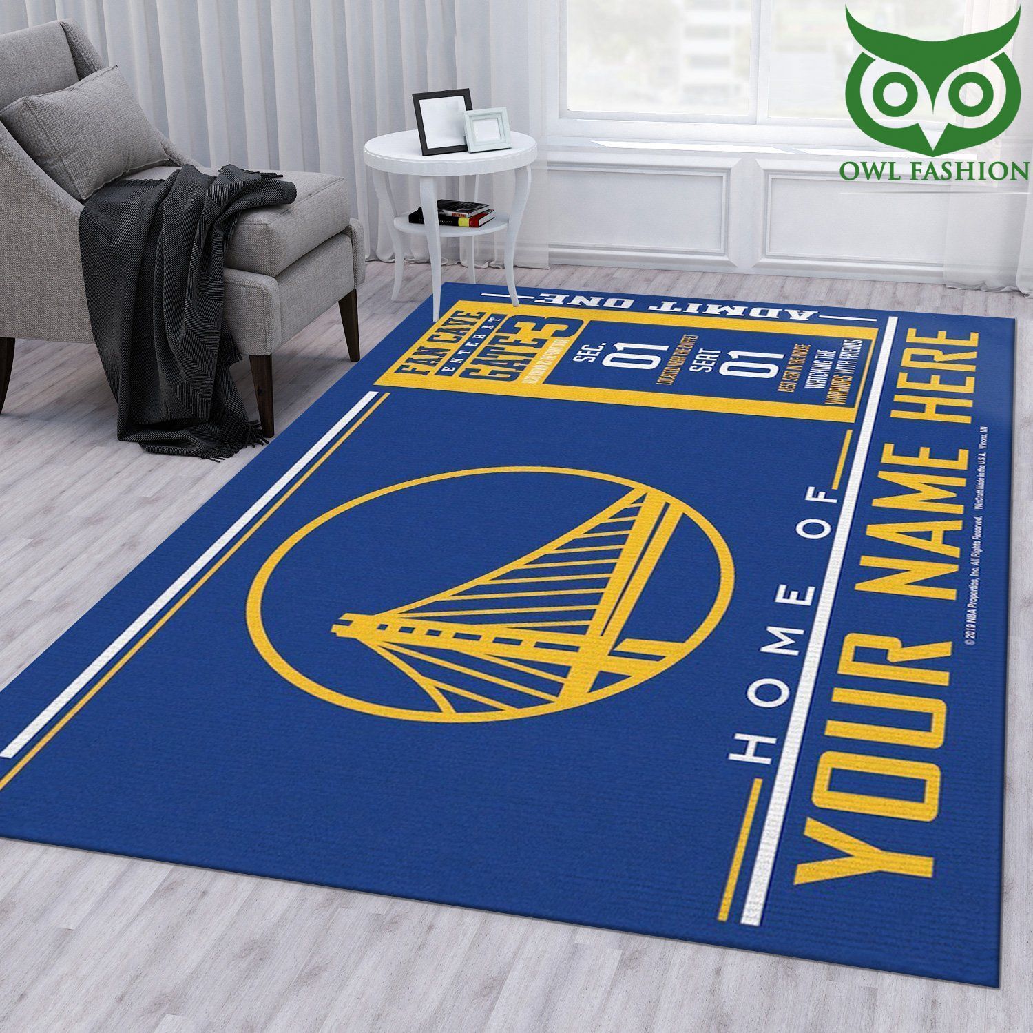 Golden State Warriors Wincraft Personalized NBA room decorate floor carpet rug 