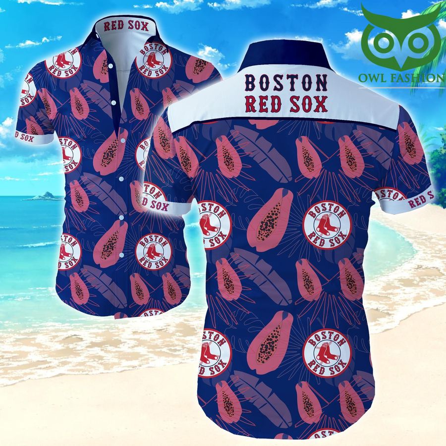 Mlb Boston Red Sox Logo Hawaiian Shirt short sleeve summer wear