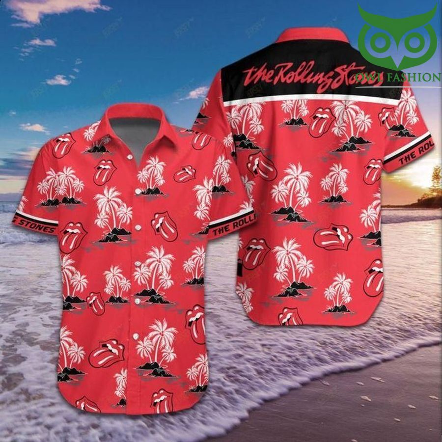 The Rolling Stones Rock Band Floral Hawaiian Shirt 