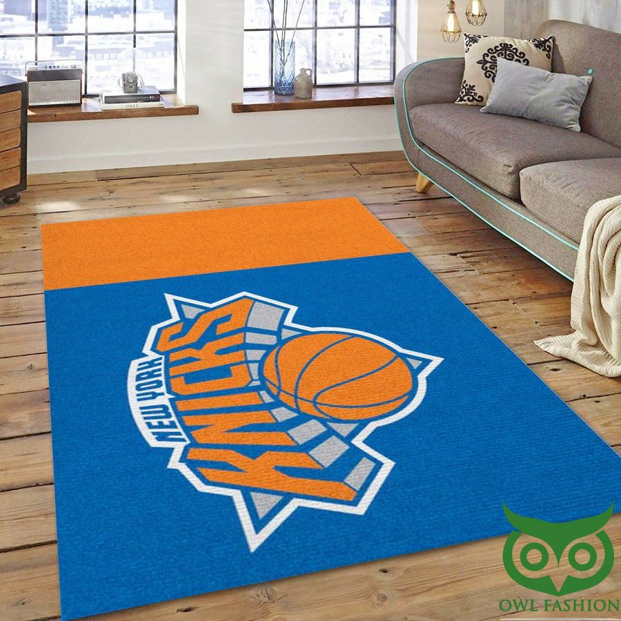 New York Knicks Team Logo NBA Orange and Blue Carpet Rug