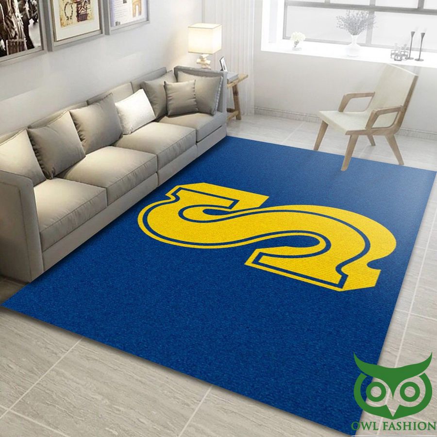 Seattle Mariners MLB Team Logo Yellow and Blue Carpet Rug