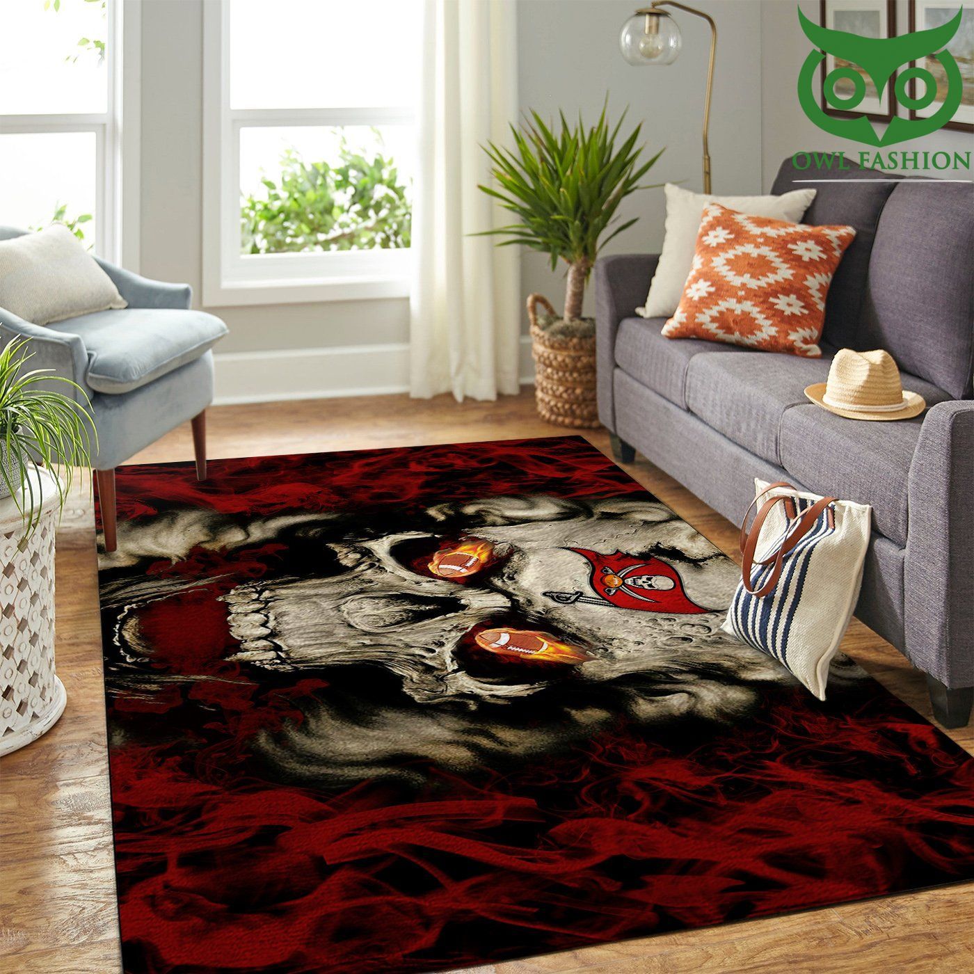 Tampa Bay Buccaneers Nfl Team Logo Skull Style Nice room decorate floor carpet rug 