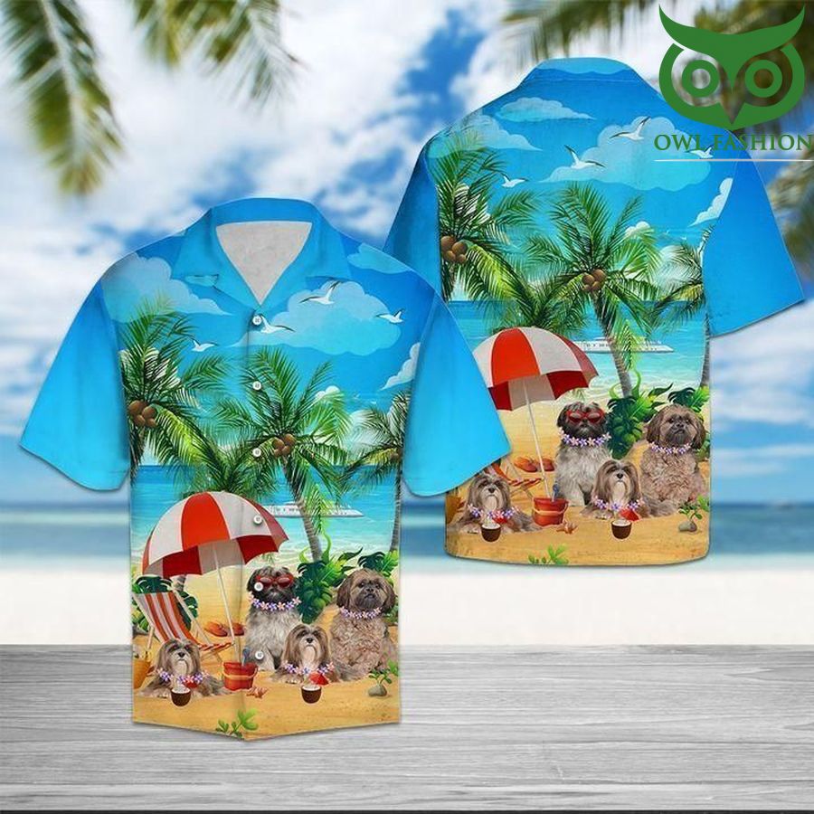 Beach hawaii lhasa apso Hawaiian Shirt 