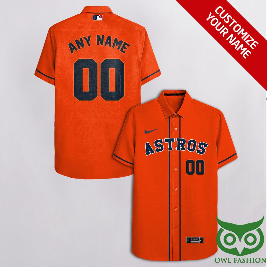 Customized Houston Astros Bright Orange with Gray Nike Logo Hawaiian Shirt