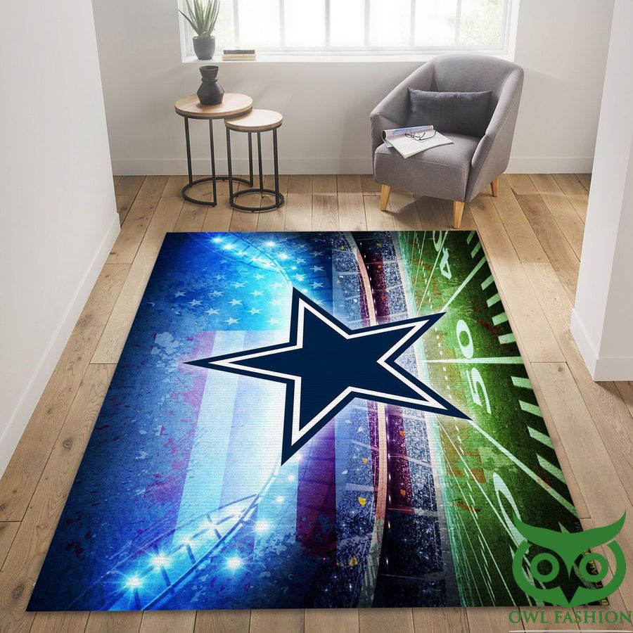 NFL Dallas Cowboys Team Logo Green Pitch with Star Carpet Rug