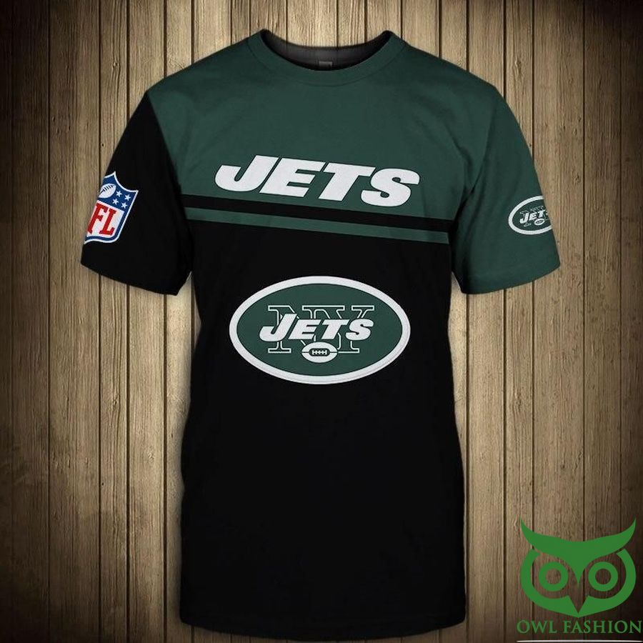 New York Jets NFL Dark Green and Black 3D T-shirt