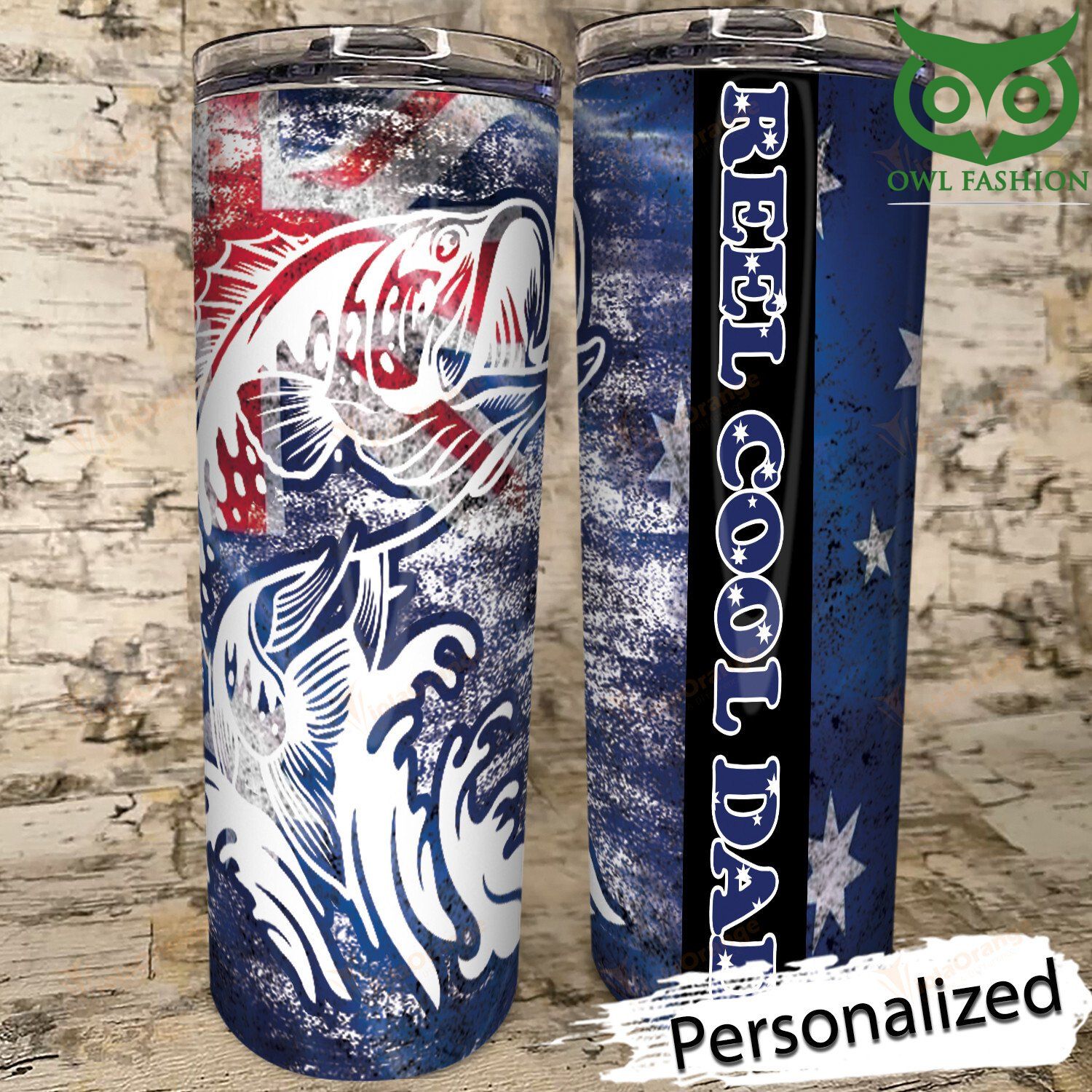 Personalized Aus Fishing Skinny Tumbler cup