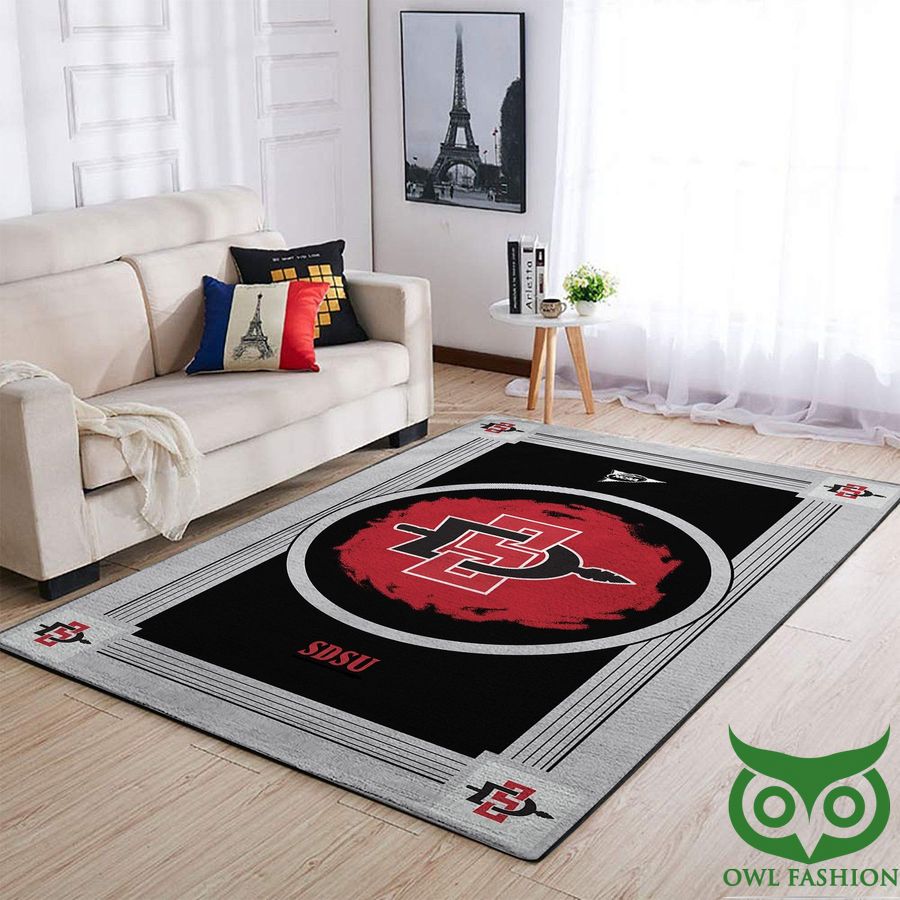San Diego State Aztecs NCAA Team Logo Gray Black Red Carpet Rug