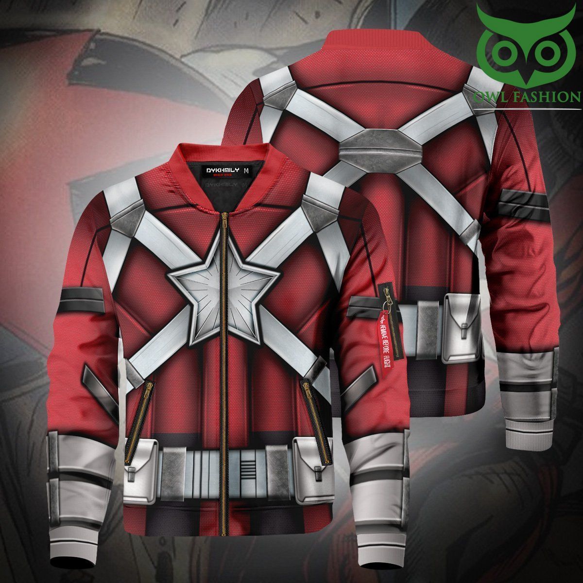 Red Guardian Printed Bomber Jacket
