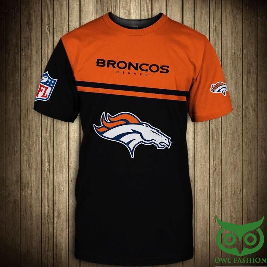 4 Denver Broncos NFL Orange and Black 3D T shirt