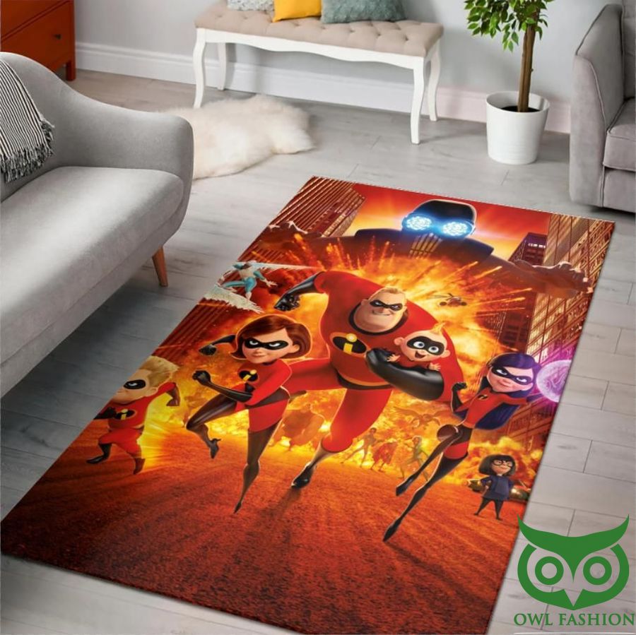 The Incredibles Movie Fire City Characters Carpet Rug