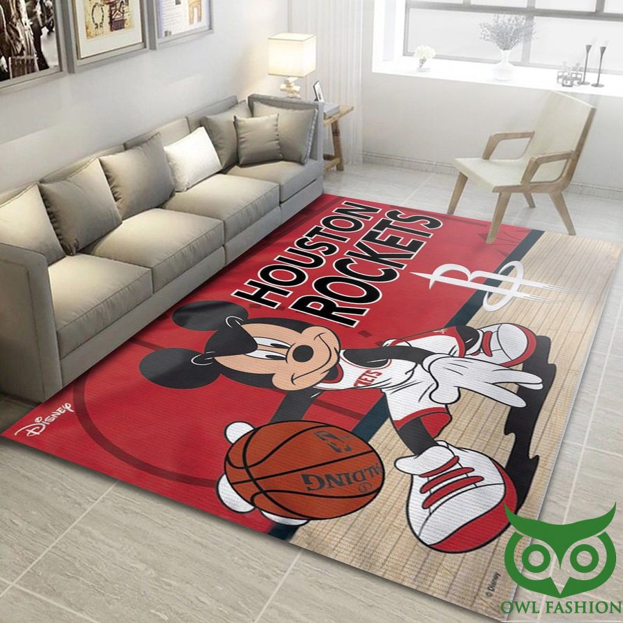 Houston Rockets NBA Team Logo Disney Mickey Red Carpet Rug