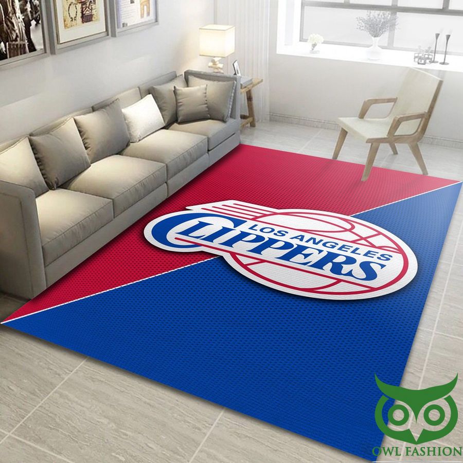 Los Angeles Clippers NBA Team Logo Blue and Red Carpet Rug