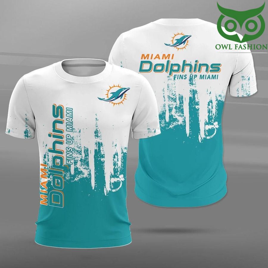 NFL Miami Dolphins fins up Miami Paint Forest Casual 3D t-shirt