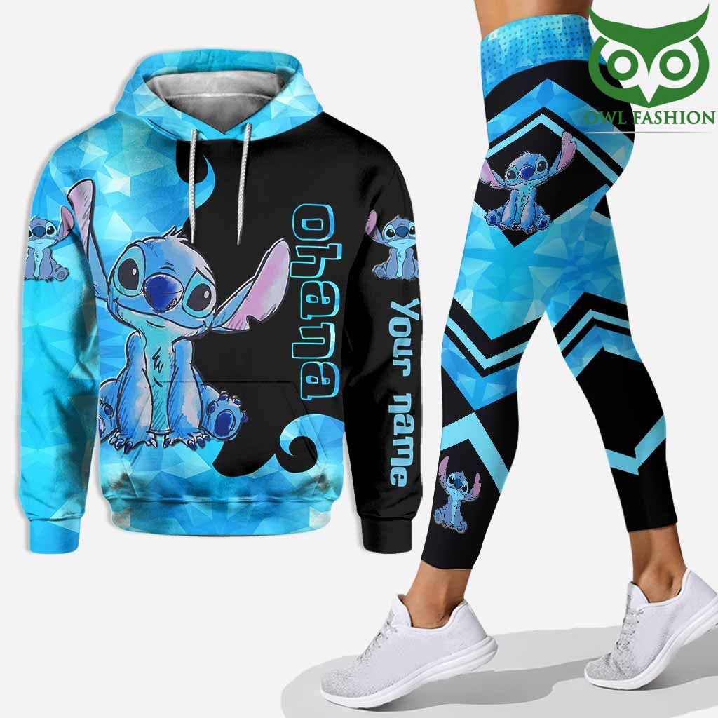 117 Ohana means family half blue Stitch Personalized Hoodie And Leggings