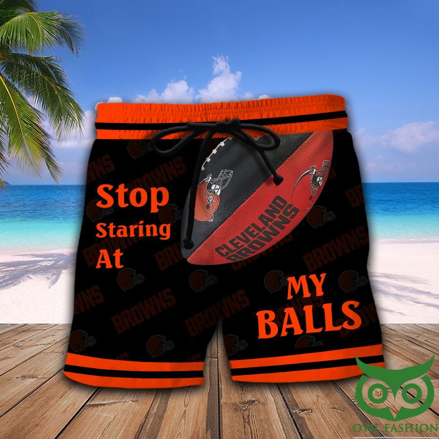 9 NFL Cleveland Browns Stop Staring At My Balls Bright Orange Men Short