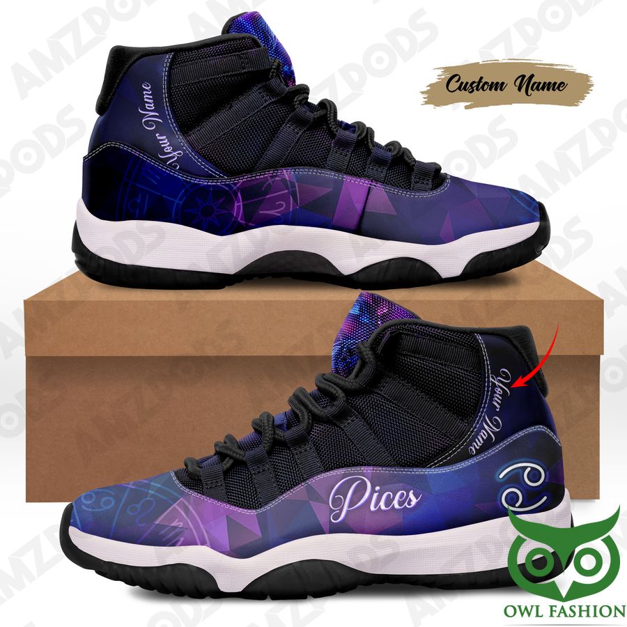 3 Custom Name Pisces Horoscope Galaxy Purple Air Jordan 11