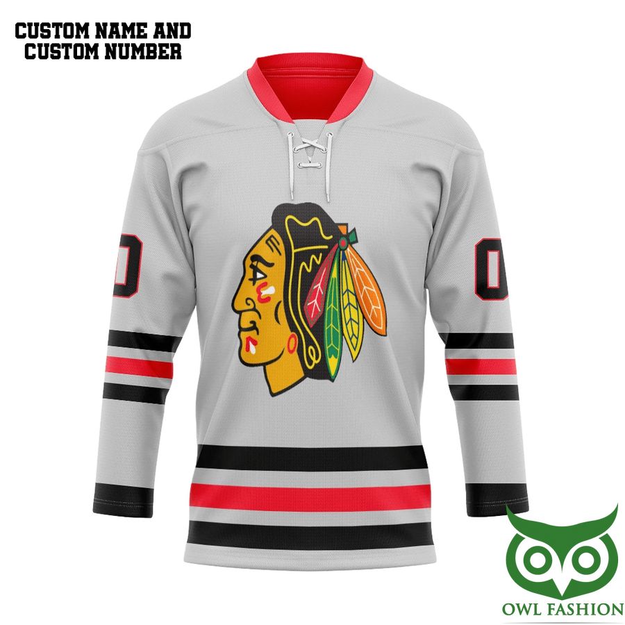 55 3D White Chicago Blackhawks NHL Custom Name Number Hockey Jersey