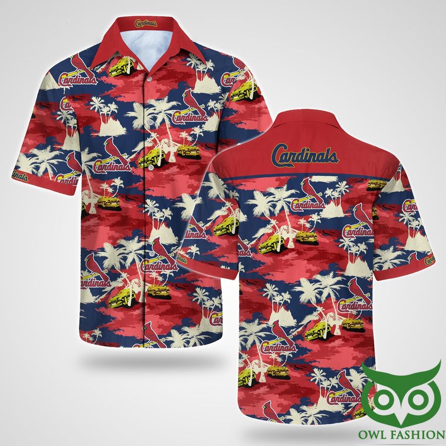 5 MLB St Louis Cardinals Red and Dark Blue Hawaiian Shirt