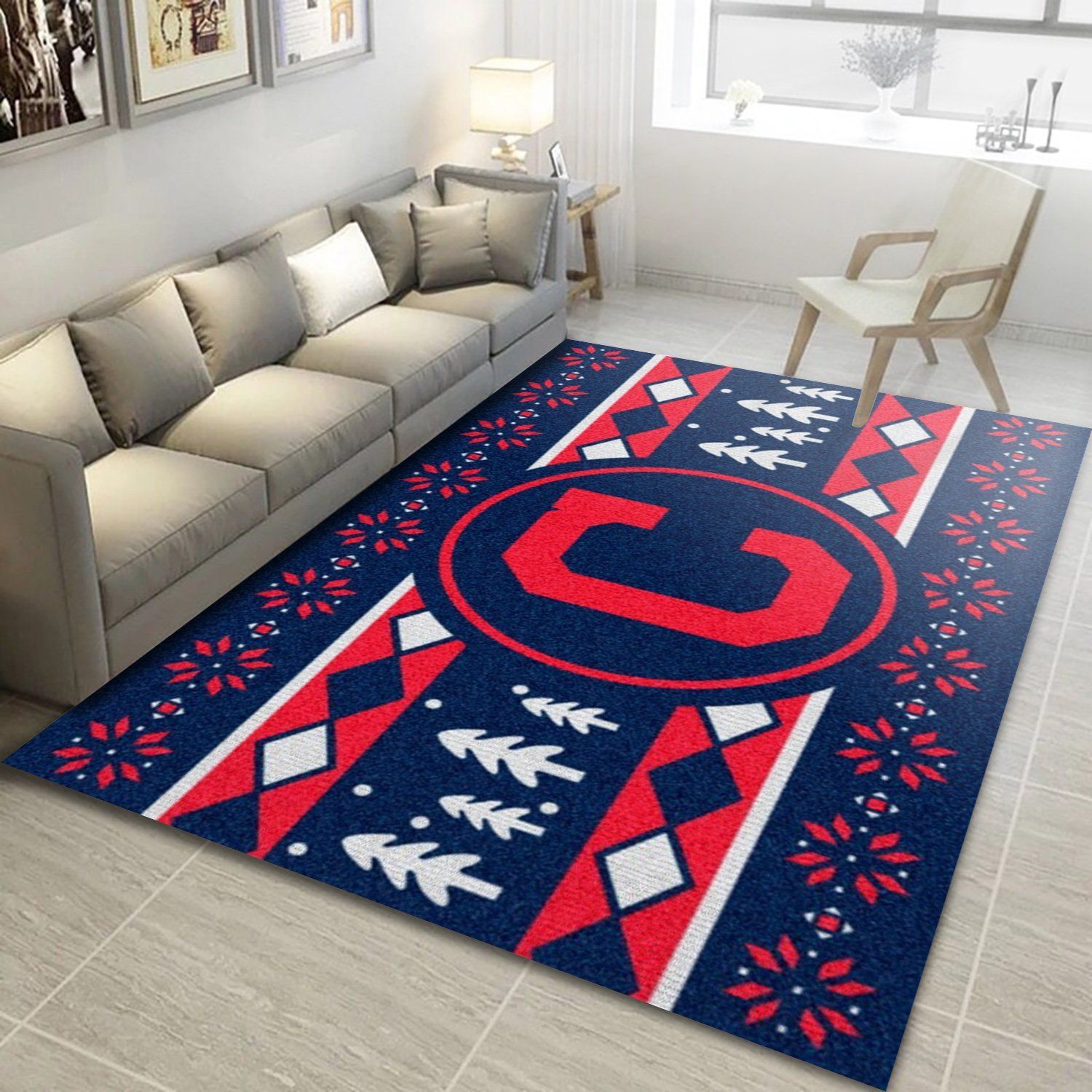 Cleveland Indians Holiday Sweater Area MLB Floor home decoration carpet rug