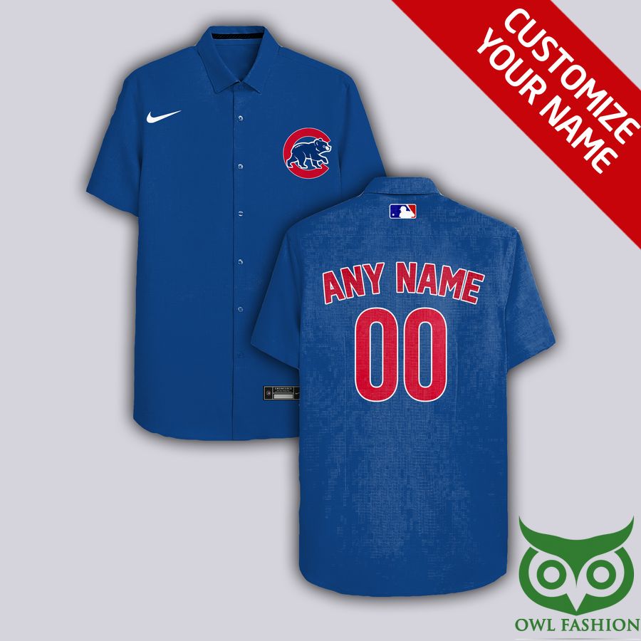 Customized Chicago Cubs Jeans Blue with White Nike Logo Hawaiian Shirt