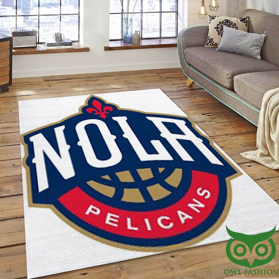 NBA Team Logo New Orleans Pelicans White Carpet Rug