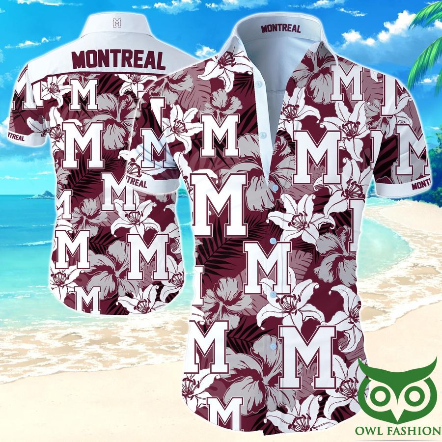 NHL Montreal Maroons Garnet and White Floral Hawaiian Shirt 