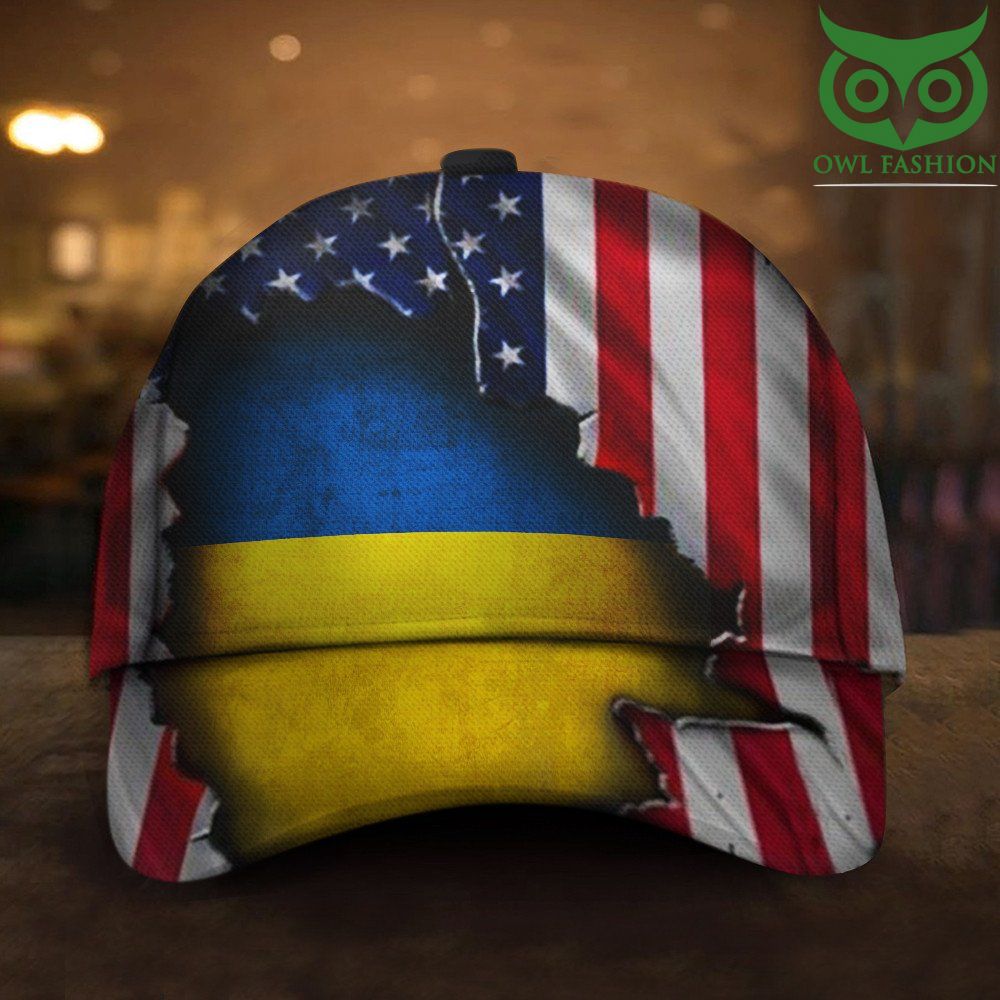 Ukrainian American Flag Hat 2022 We Stand With Ukraine Support Ukraine Hat Mens