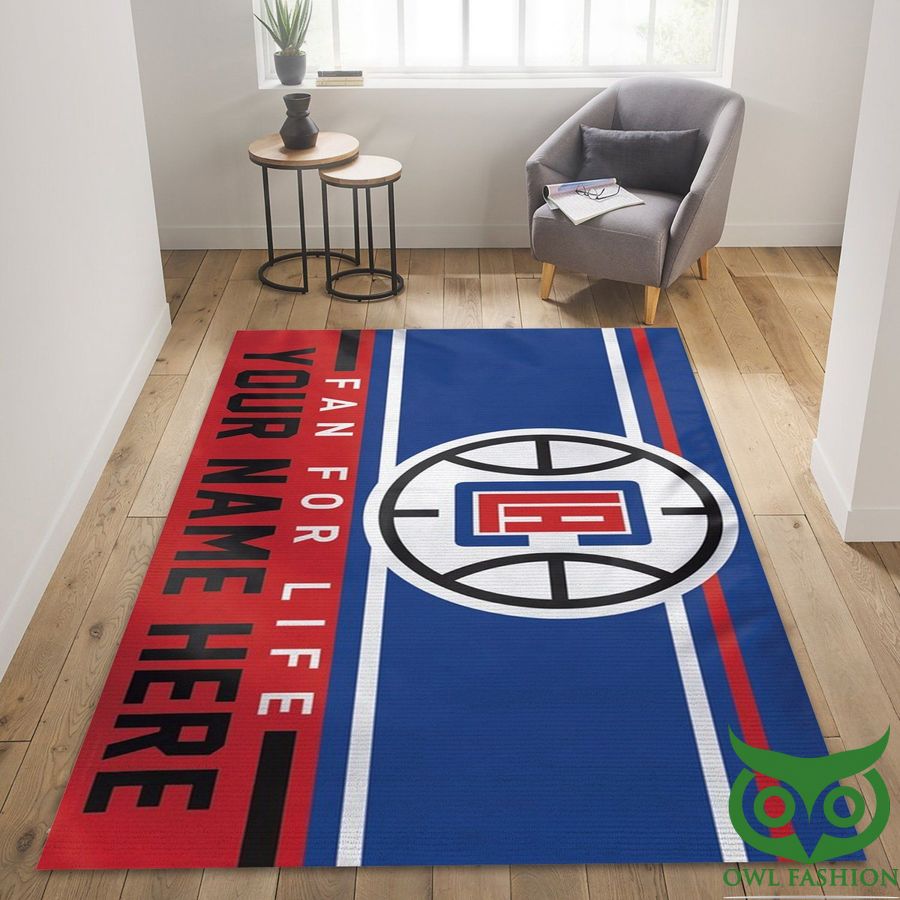 Customized La Clippers NBA Team Logo Red and Blue Carpet Rug