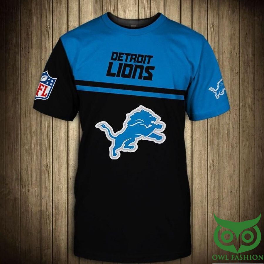 Detroit Lions NFL Black and Blue 3D T-shirt