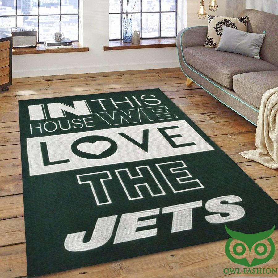 New York Jets 1960 NFL Team Logo Dark Green with Quotes Carpet Rug