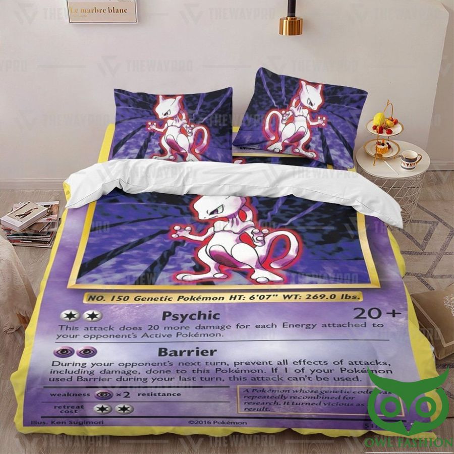 Anime Pokemon Mewtwo Evolutions Custom Bedding Set