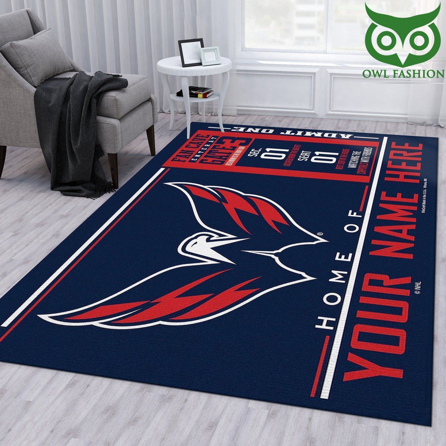 Capitals Wincraft Personalized NHL Area room decorate floor carpet rug 