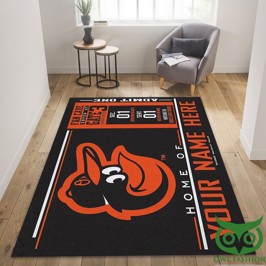 Customized Baltimore Orioles Wincraft MLB Black and Orange Carpet Rug