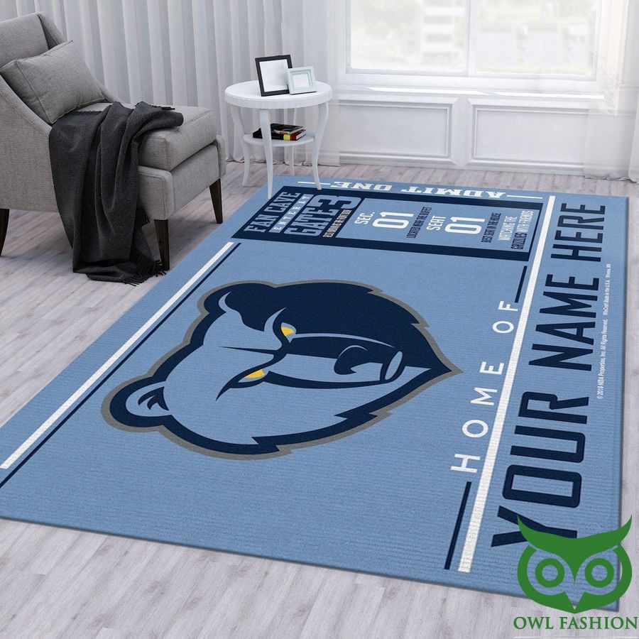 Customized Memphis Grizzlies Wincraft NBA Dark Light Blue Carpet Rug
